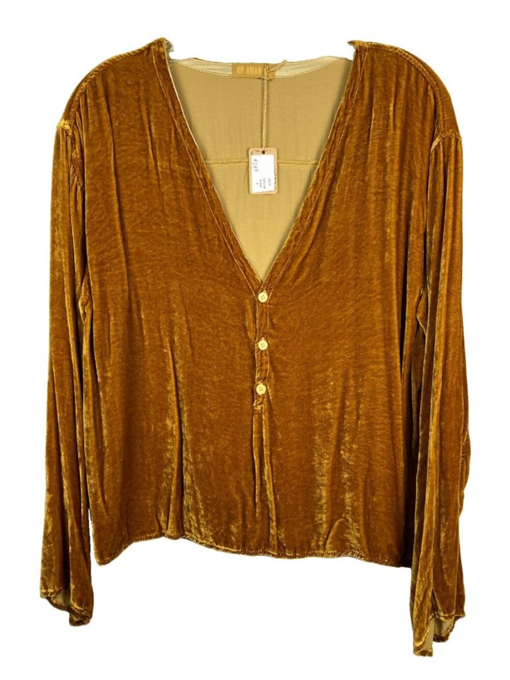 $248 NWT S Oversized CP Shades Velvet Golden Dijon Teton Tunic Shirt